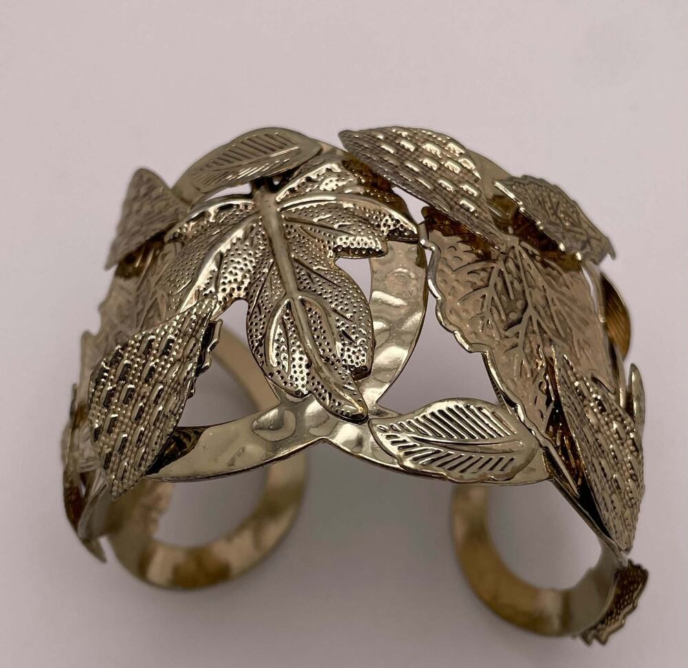 Vintage Gold-Tone Nina Ricci for Avon Leaf Motif Cuff Bracelet